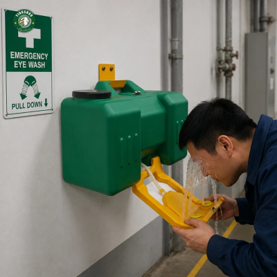 WALL-MOUNTED EMERGENCY EYEWASH STATION – 35L PORTABLE UNIT